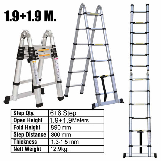 3.8M (1.9M+1.9M) Folding Telescopic Ladder